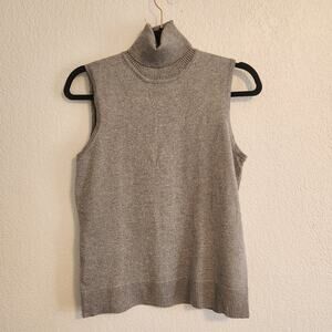 Cable & Gauge Women's Size Med Grey/Silver Turtleneck Sleeveless Dress Tank New‎